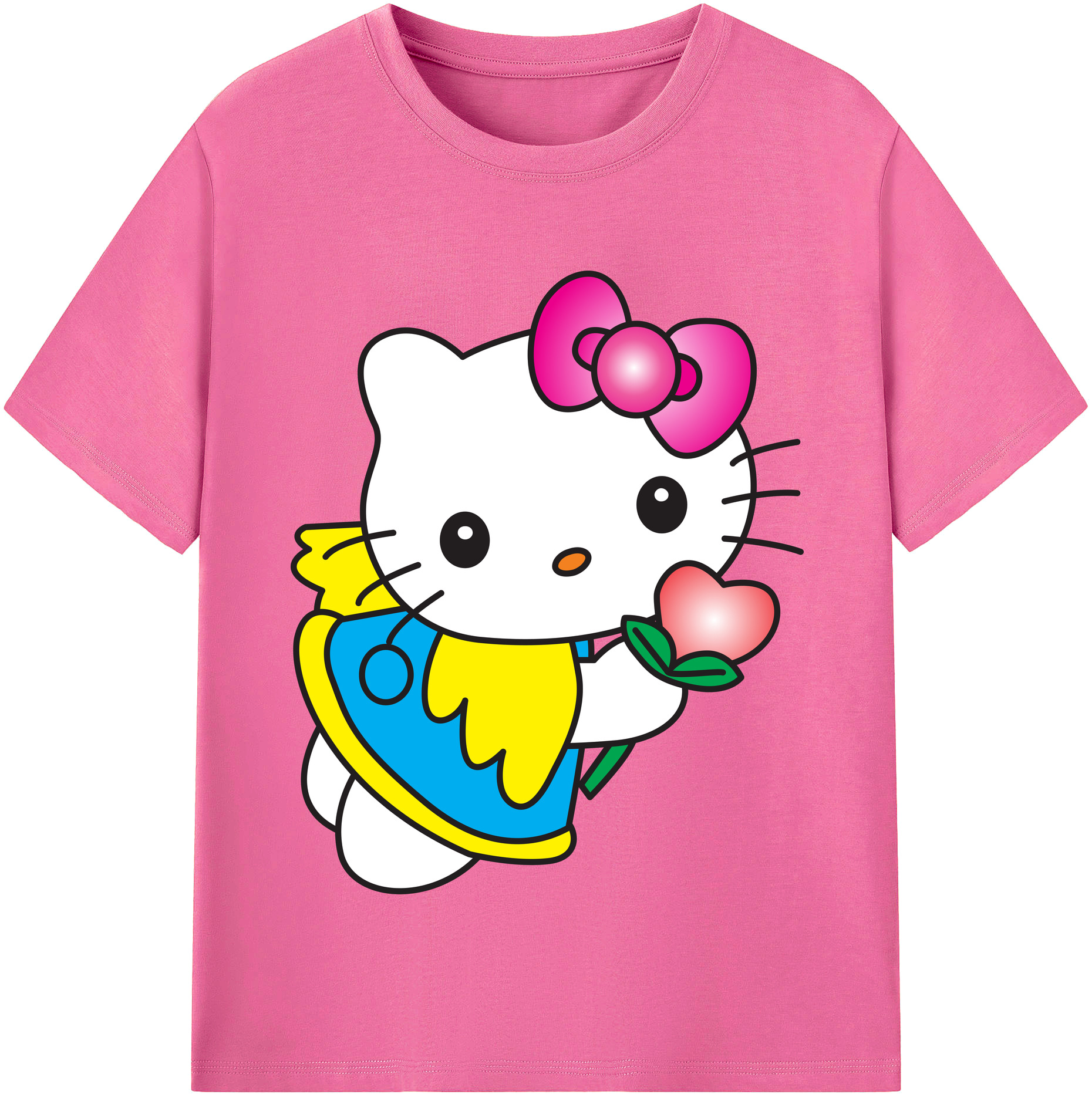 （画像用） Hello Kitty ハローキティ レディースカジュアルプリントTシャツ（綿100％）